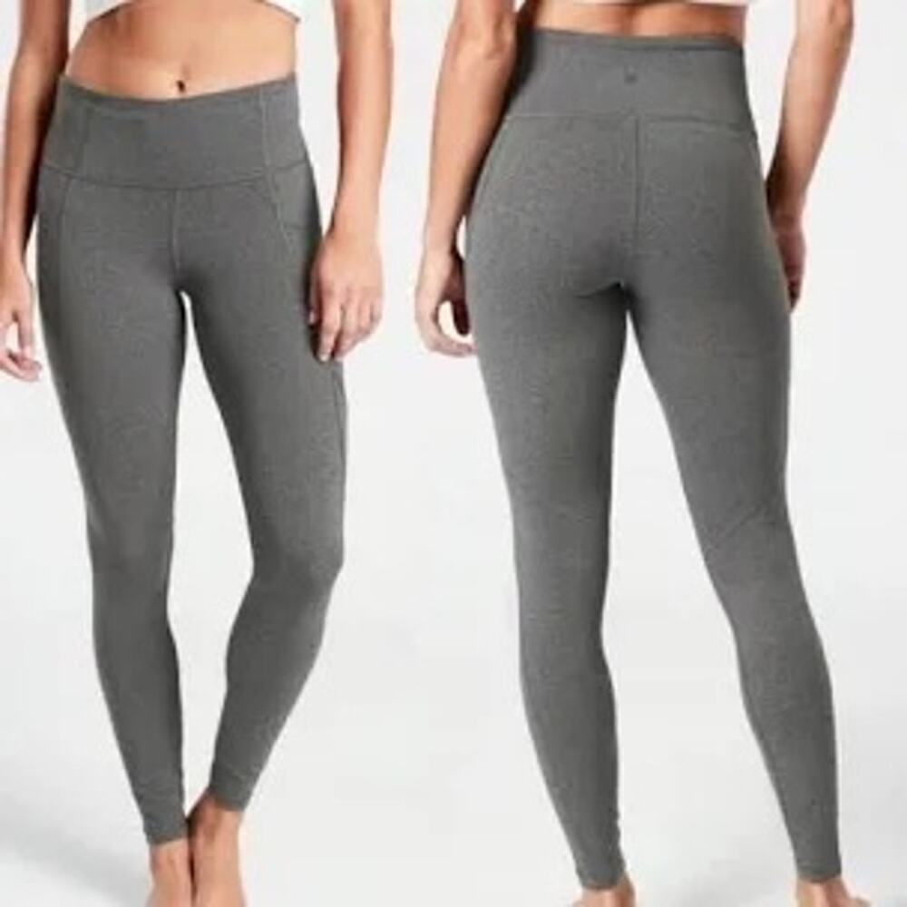 Athleta Stash Pocket Salutation Tight Heather Gray Size Small Yoga Leggings